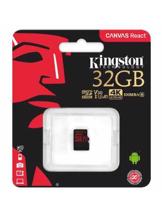 Карта памяти Kingston Canvas React microSDHC [32GB]